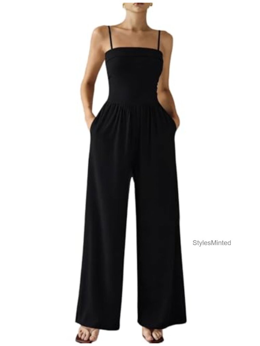 Women's Sleeveless Wide Leg Jumpsuit with Pockets Casual Summer Outfit